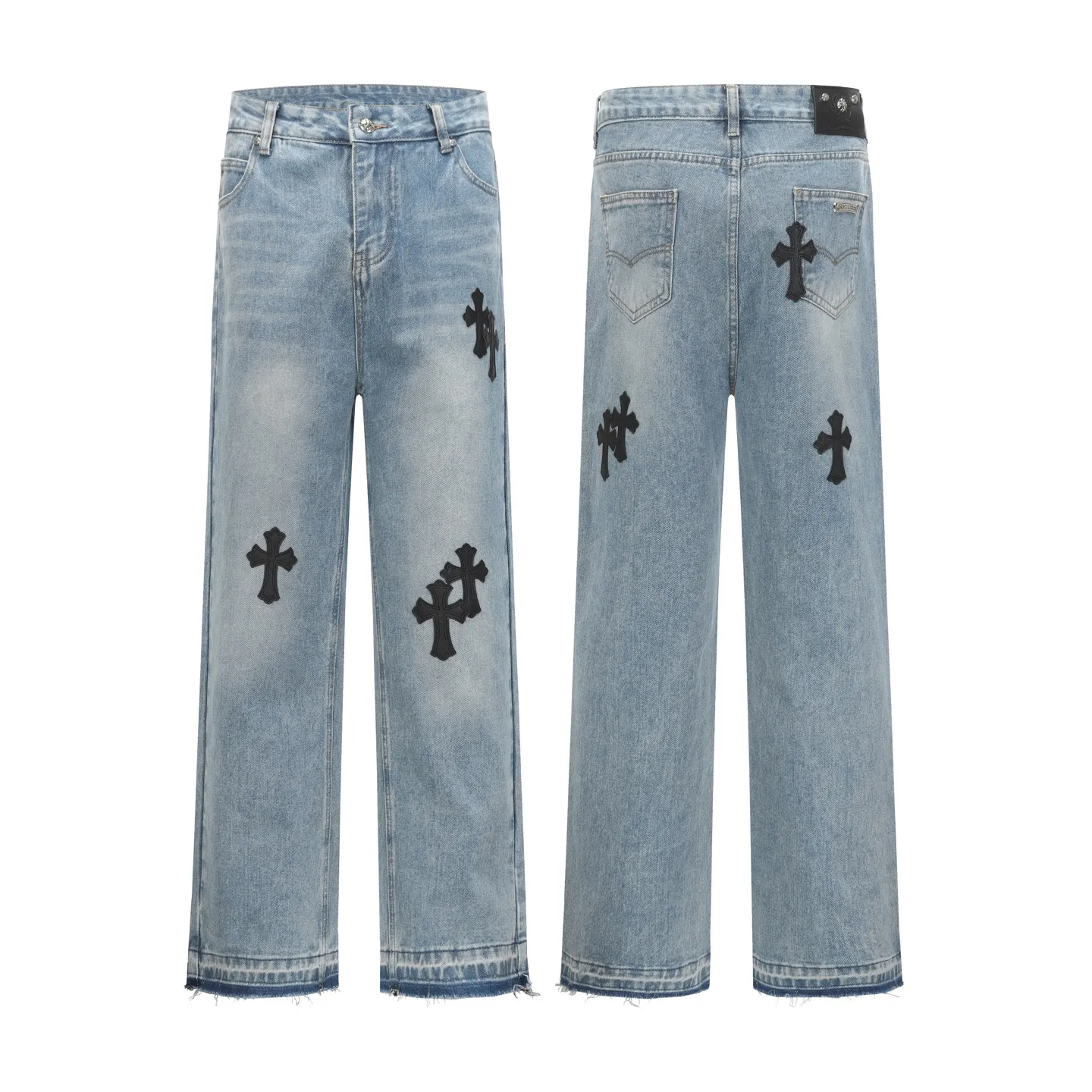 P260 Cross-border model, please do not place an order if you are pursuing quality - Chrome Hearts/Chrome Hearts Cross ✝️ Inlaid embroidered washed jeans, trousers and casual pants - High weight, high density and high quality. The wool is soft, delicate and skin-friendly. It feels soft and silky. It has excellent warmth and skin-friendly properties. - Customized weaving and dyeing, no color difference. No matter the fabric or workmanship details, it beats the ordinary version on the market - Hardware zipper accessories are all customized, full of details -Colour: washed blue -Size: 28 30 32 34 36